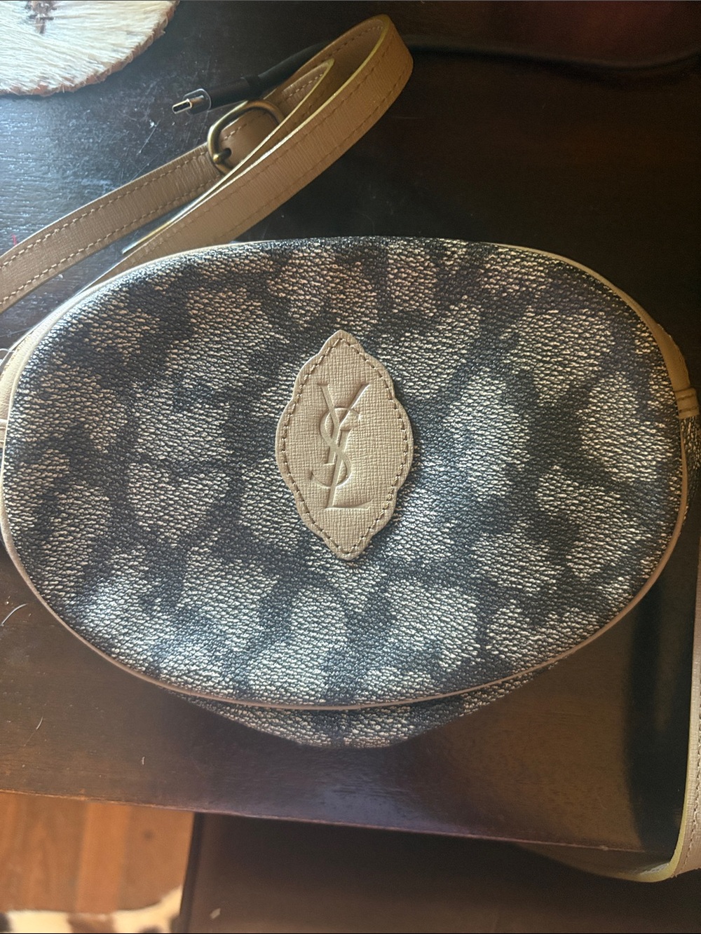 YSL Giraffe Brown and Tan Crossbody Bag